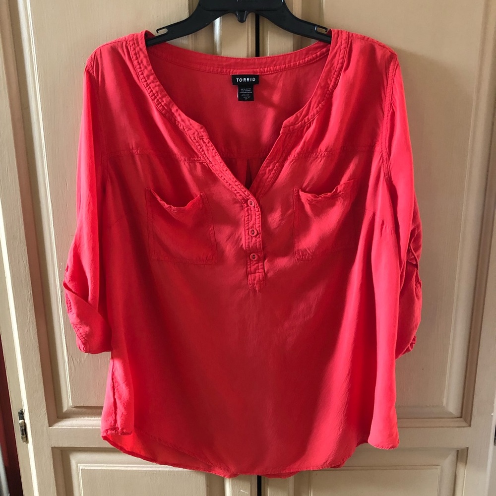 Torrid - Coral Pocket Shirt